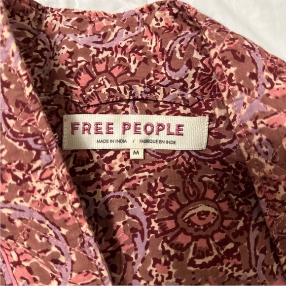 Free People Rosalina Tie‎ Front Jacket Barbie Core Cropped Paisley Mocha Convo M - Picture 14 of 16